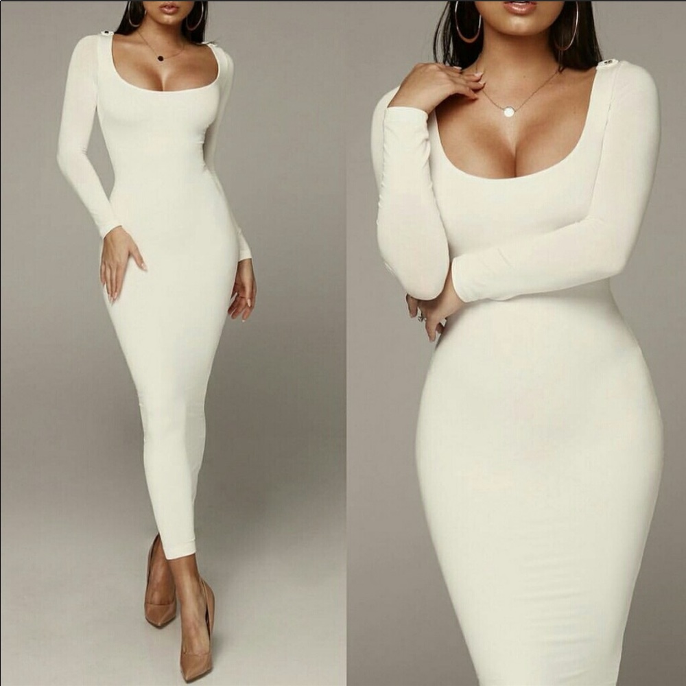 JLUXLABEL - Long Sleeve Ivory Dress
